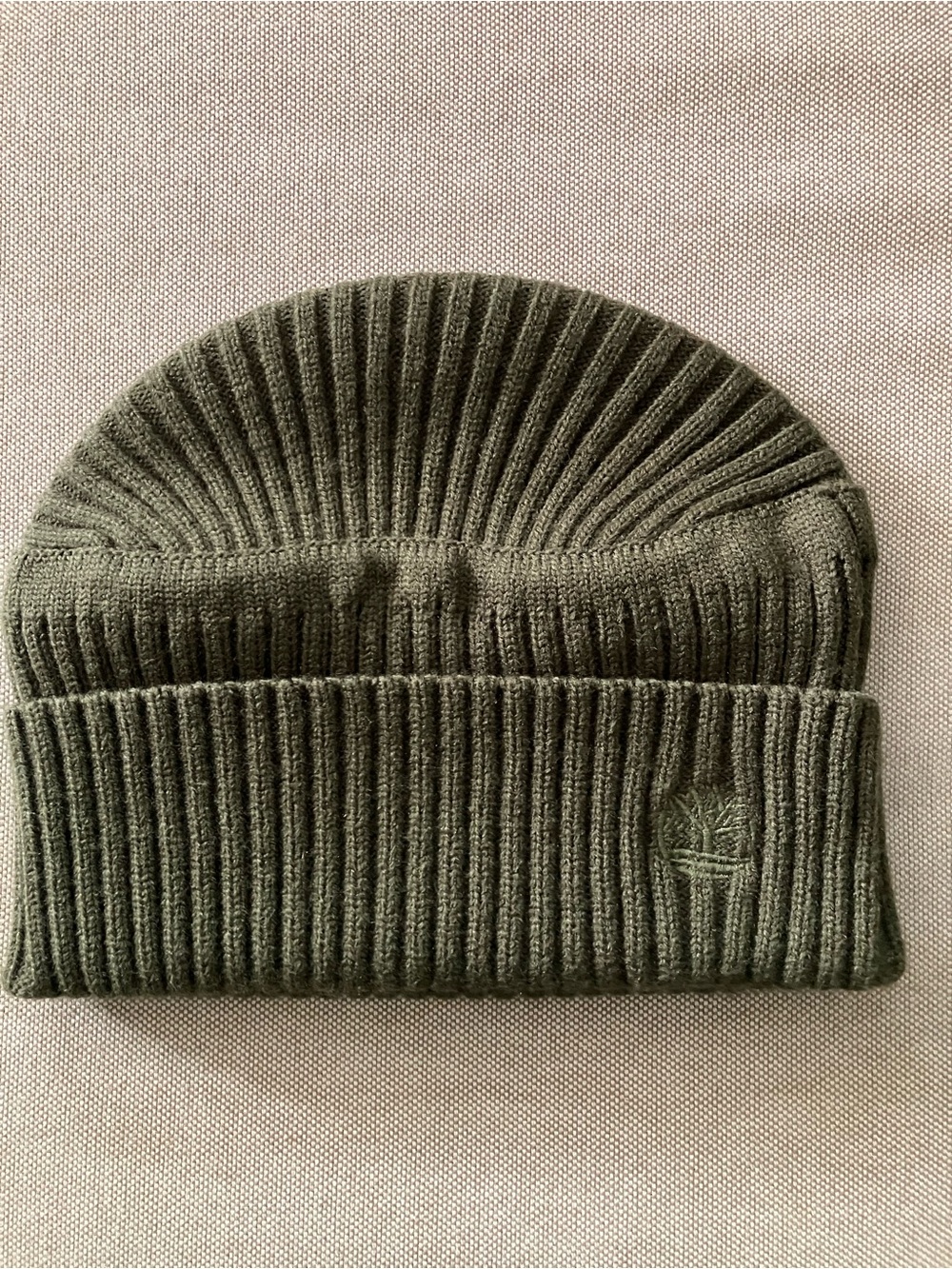 Timberland Olive Ribbed Knit Cuffed Beanie